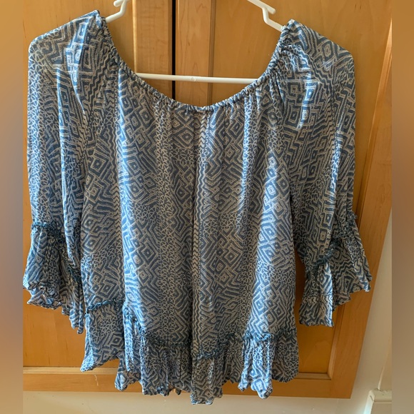 Like New! Lucky Brand off the Shoulder Pheasant Blouse Size Small - Picture 7 of 10